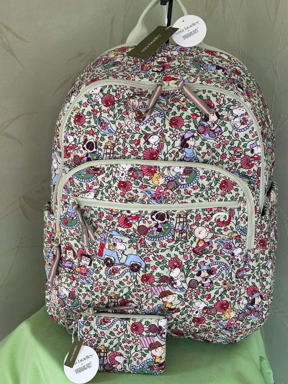 VERA BRADLEY PEANUTS COUNTRY CLUB BANCROFT BACKPACK+ ZIP ID CARD CASE (SET):NWT